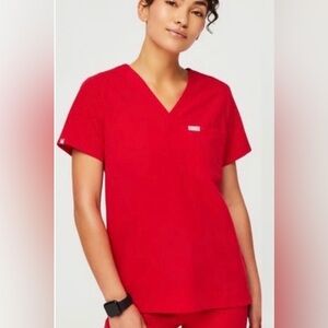 FIGS Catarina One Pocket Scrub Top “Winning Red”